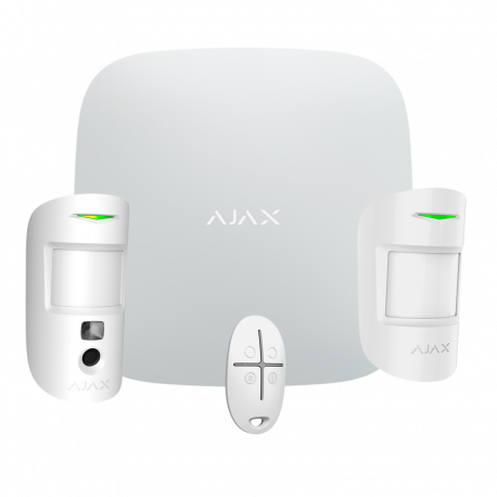 AJAX Alarm System Starter Kit 1, Hub, sensors, siren and remote, White  color