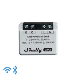 Shelly PM Mini Gen3 - Medidor consumo eléctrico inteligente Wi-Fi, 1 canal 16 A. No dispone de relé. 